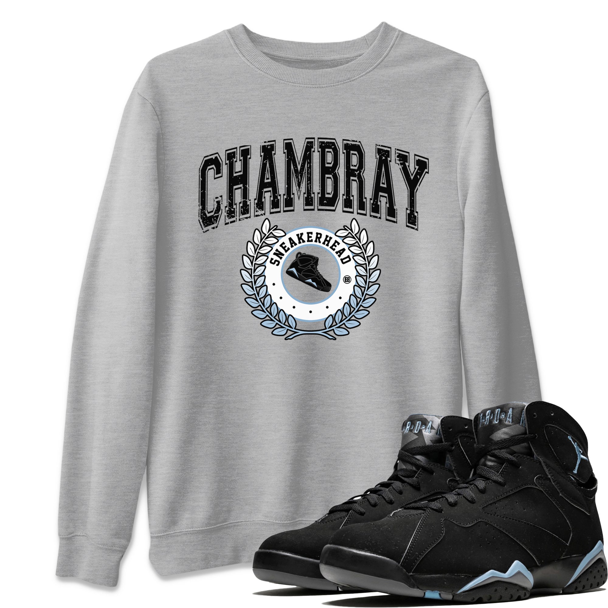Air Jordan 7 Chambray Sneaker Match Tees Sneaker Letter Sneaker Tees AJ7 Chambray Sneaker Release Tees Unisex Shirts Heather Grey 1
