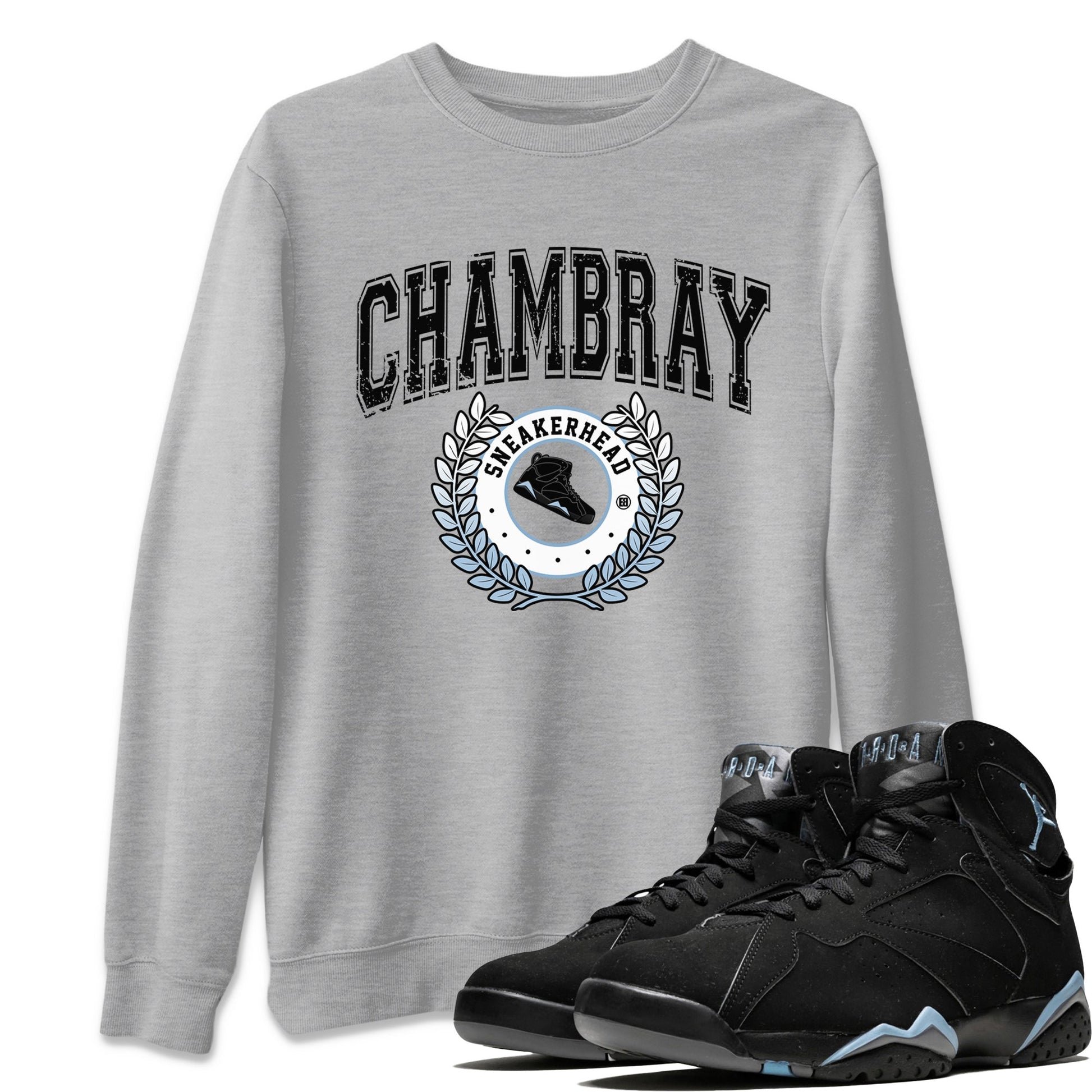 Air Jordan 7 Chambray Sneaker Match Tees Sneaker Letter Sneaker Tees AJ7 Chambray Sneaker Release Tees Unisex Shirts Heather Grey 1