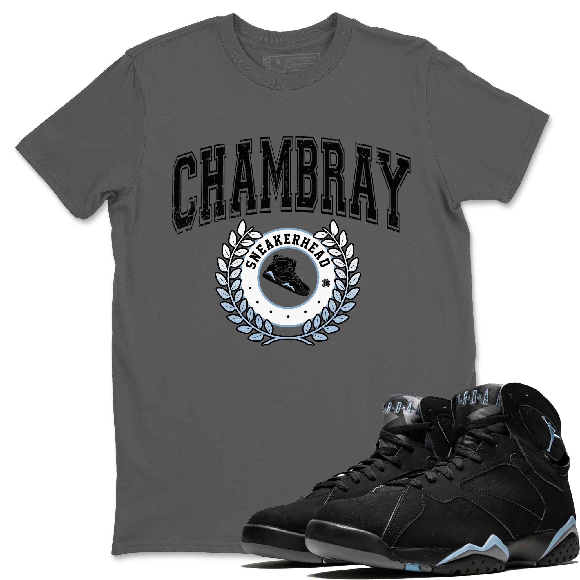 Air Jordan 7 Chambray Sneaker Match Tees Sneaker Letter Sneaker Tees AJ7 Chambray Sneaker Release Tees Unisex Shirts Cool Grey 1