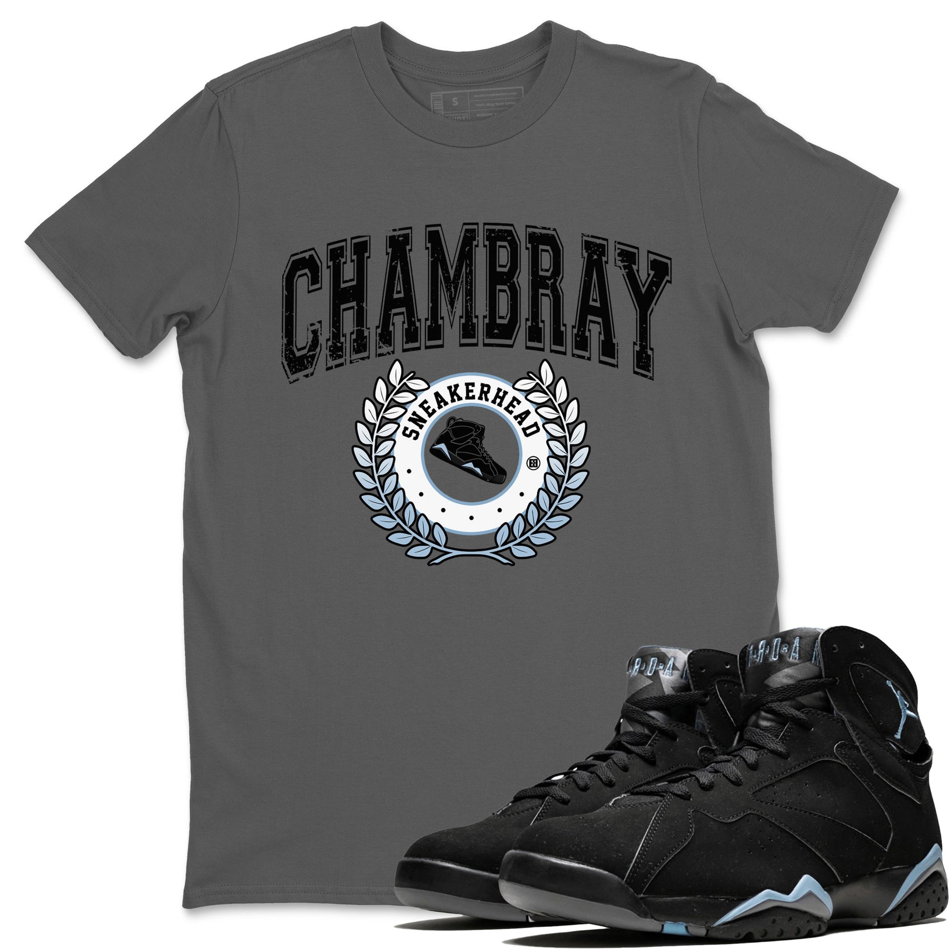 Air Jordan 7 Chambray Sneaker Match Tees Sneaker Letter Sneaker Tees AJ7 Chambray Sneaker Release Tees Unisex Shirts Cool Grey 1
