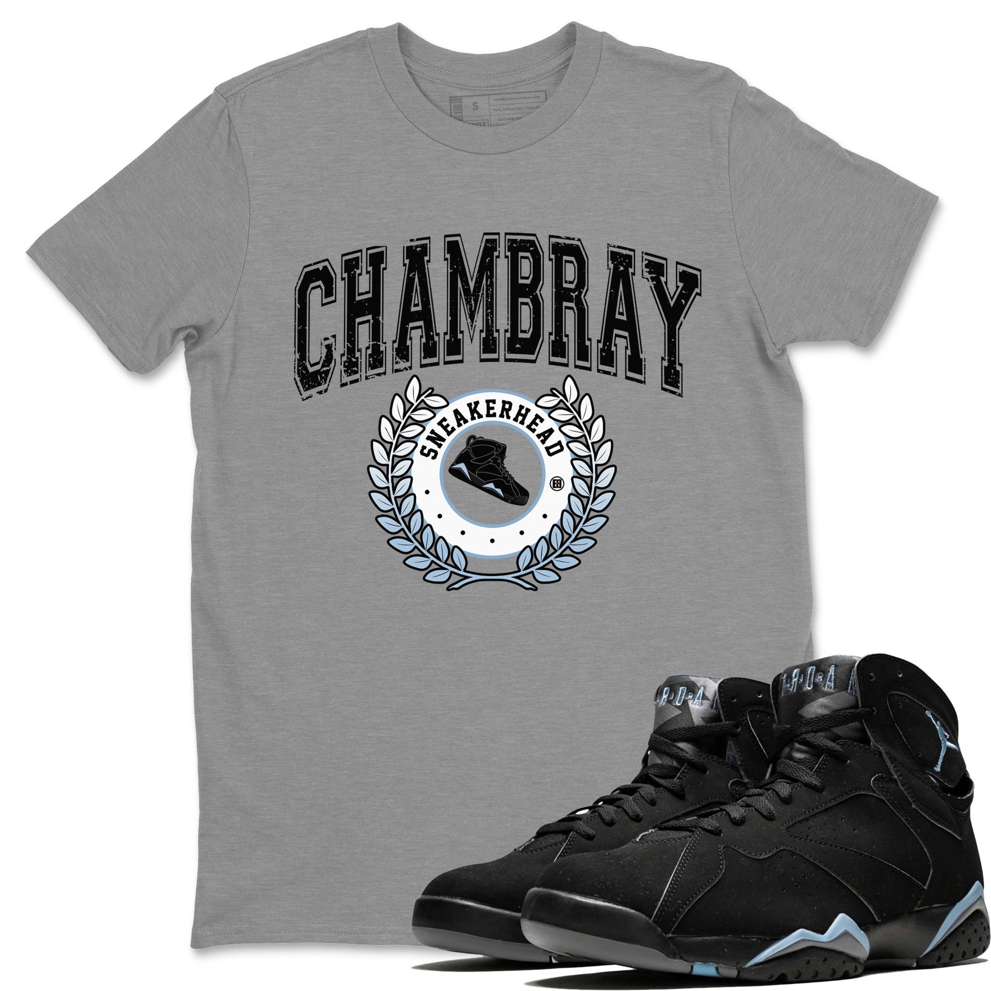 Air Jordan 7 Chambray Sneaker Match Tees Sneaker Letter Sneaker Tees AJ7 Chambray Sneaker Release Tees Unisex Shirts Heather Grey 1