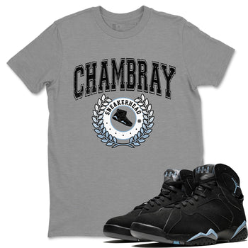 Air Jordan 7 Chambray Sneaker Match Tees Sneaker Letter Sneaker Tees AJ7 Chambray Sneaker Release Tees Unisex Shirts Heather Grey 1