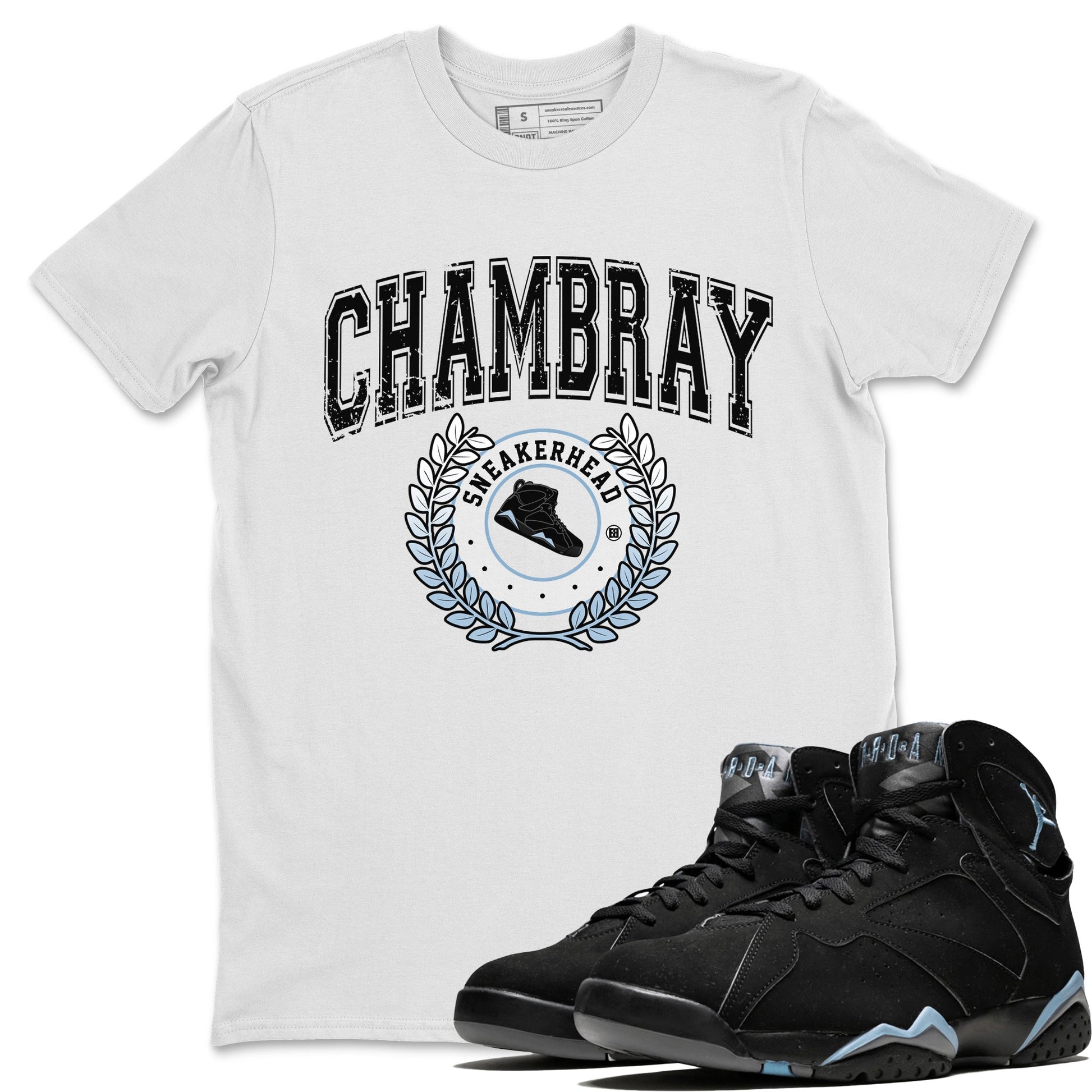Air Jordan 7 Chambray Sneaker Match Tees Sneaker Letter Sneaker Tees AJ7 Chambray Sneaker Release Tees Unisex Shirts White 1