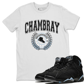 Air Jordan 7 Chambray Sneaker Match Tees Sneaker Letter Sneaker Tees AJ7 Chambray Sneaker Release Tees Unisex Shirts White 1