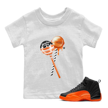 Air Jordan 12 Brilliant Orange Sneaker Match Tees Sneaker Lollipops Sneaker Tees 12s Brilliant Orange Tee Kids Shirts White 1