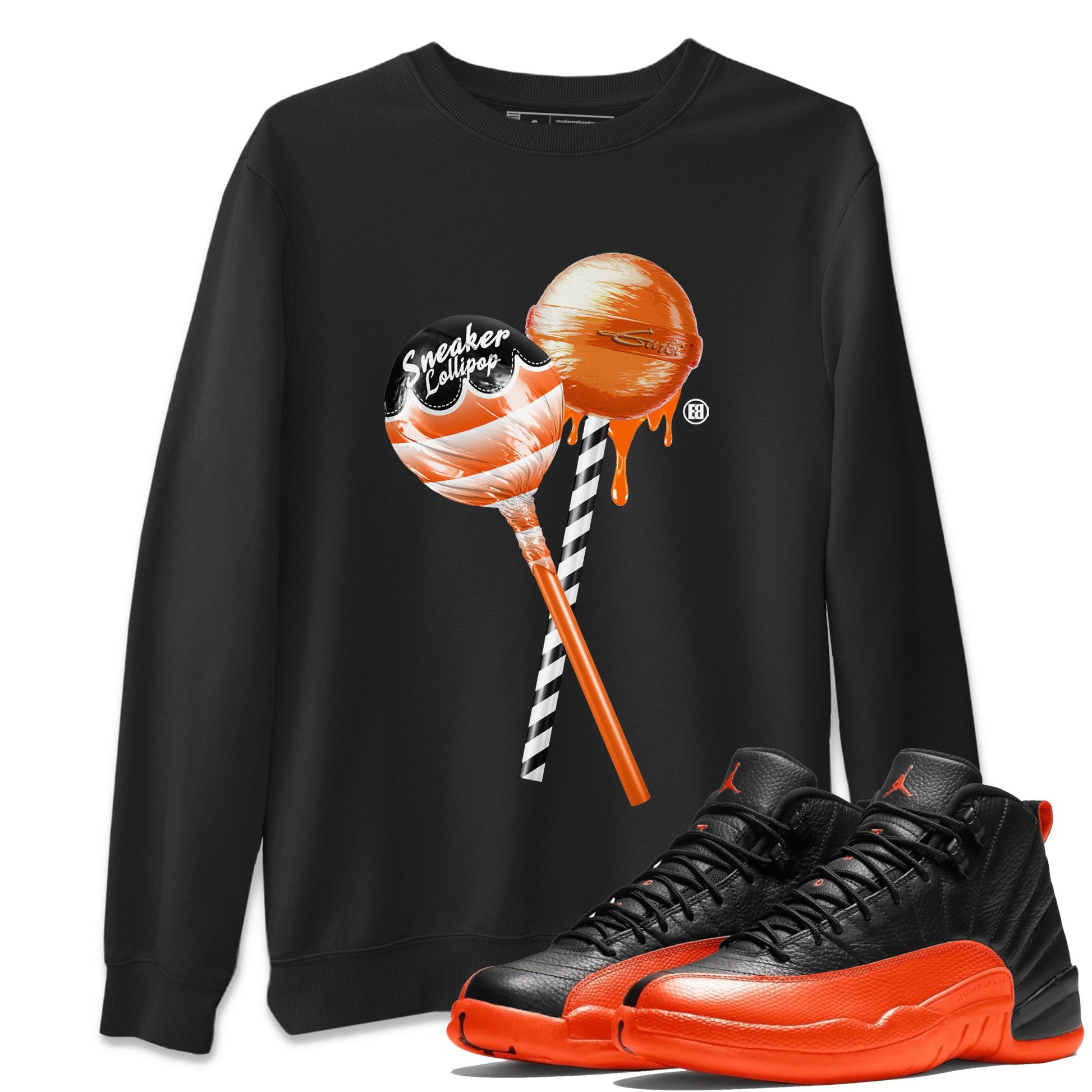 Air Jordan 12 Brilliant Orange Sneaker Match Tees Sneaker Lollipops Sneaker Tees 12s Brilliant Orange Tee Unisex Shirts Black 1