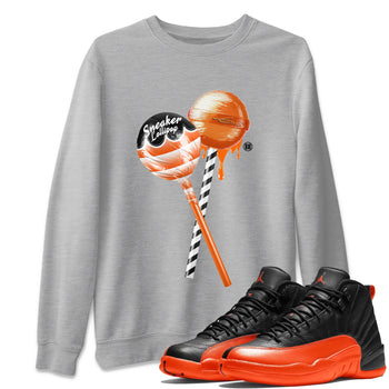 Air Jordan 12 Brilliant Orange Sneaker Match Tees Sneaker Lollipops Sneaker Tees 12s Brilliant Orange Tee Unisex Shirts Heather Grey 1