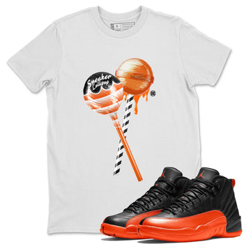 Air Jordan 12 Brilliant Orange Sneaker Match Tees Sneaker Lollipops Sneaker Tees 12s Brilliant Orange Tee Unisex Shirts White 1