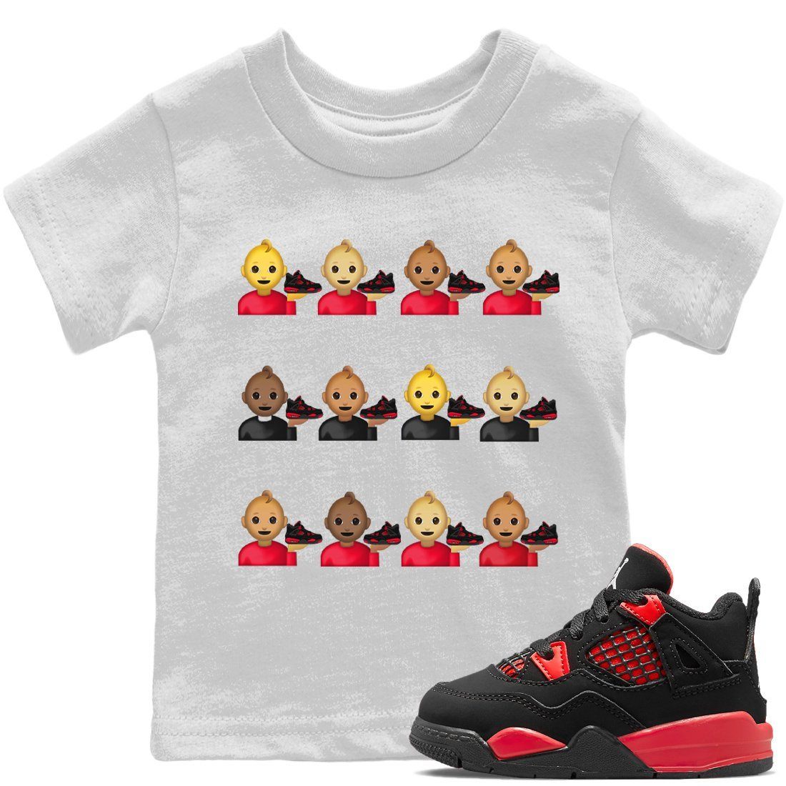 Jordan 4 Red Thunder Sneaker Match Tees Sneaker Lover Baby Sneaker Tees Jordan 4 Red Thunder Sneaker Release Tees Kids Shirts