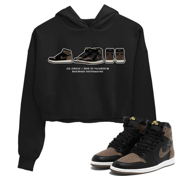 Air Jordan 1 Palomino shirt to match jordans Sneaker Prelude sneaker tees Crew Neck Jordan 1 Retro High OG Palomino SNRT Sneaker Release Tees Black 1 Crop T-Shirt