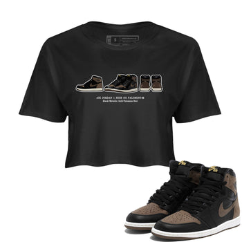 Air Jordan 1 Palomino shirt to match jordans Sneaker Prelude sneaker tees Crew Neck Jordan 1 Retro High OG Palomino SNRT Sneaker Release Tees Black 1 Crop T-Shirt