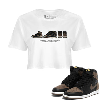 Air Jordan 1 Palomino shirt to match jordans Sneaker Prelude sneaker tees Crew Neck Jordan 1 Retro High OG Palomino SNRT Sneaker Release Tees White 1 Crop T-Shirt