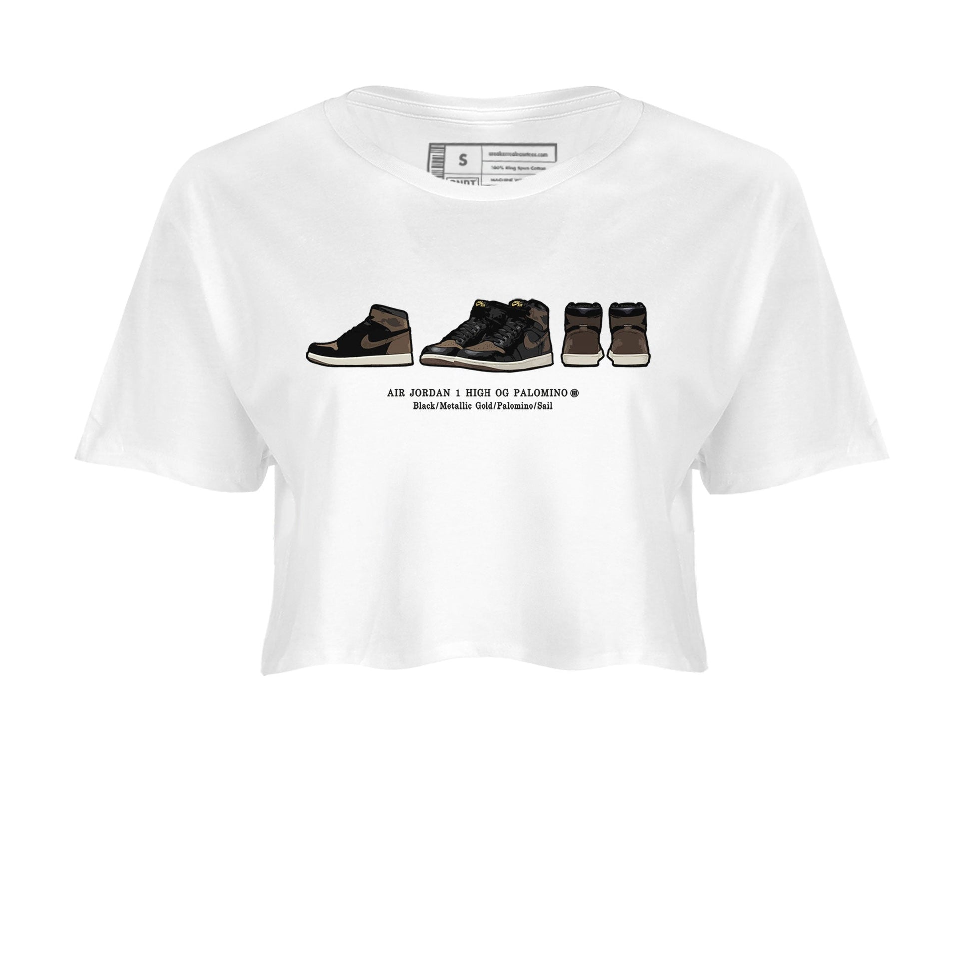 Air Jordan 1 Palomino shirt to match jordans Sneaker Prelude sneaker tees Crew Neck Jordan 1 Retro High OG Palomino SNRT Sneaker Release Tees White 2 Crop T-Shirt