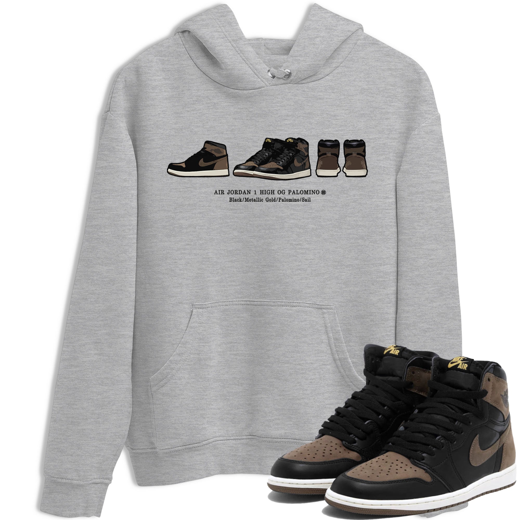 Air Jordan 1 Palomino shirt to match jordans Sneaker Prelude sneaker tees Crew Neck Jordan 1 Retro High OG Palomino SNRT Sneaker Release Tees Unisex Casual Shirts Heather Grey 1 T-Shirt