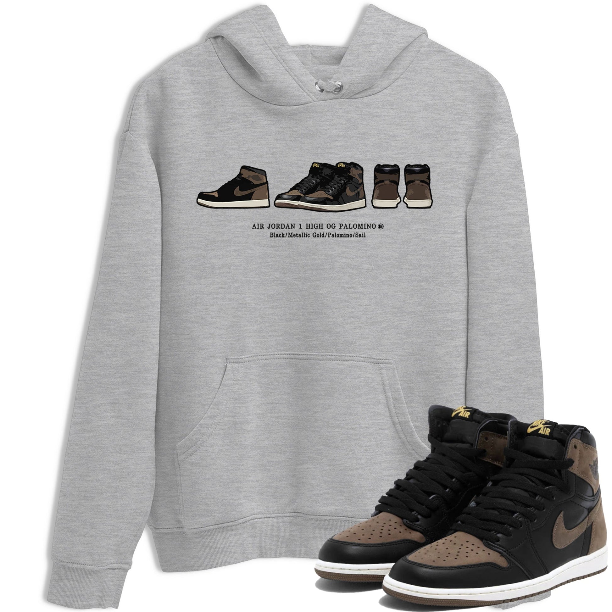 Air Jordan 1 Palomino shirt to match jordans Sneaker Prelude sneaker tees Crew Neck Jordan 1 Retro High OG Palomino SNRT Sneaker Release Tees Unisex Casual Shirts Heather Grey 1 T-Shirt