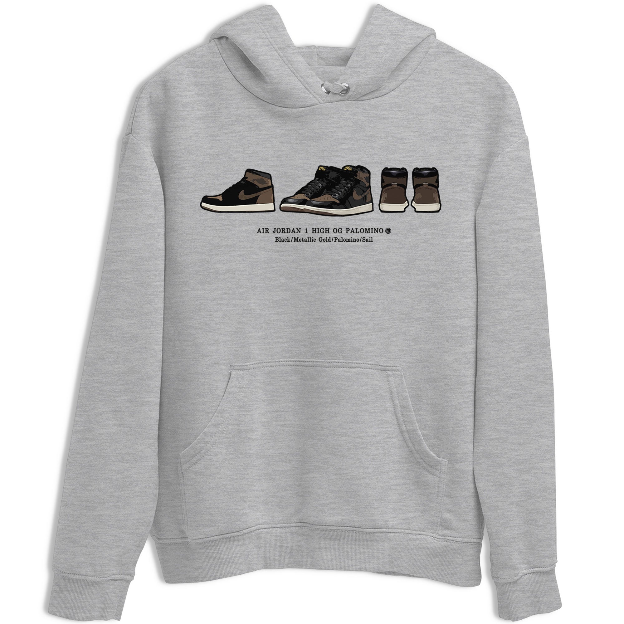Air Jordan 1 Palomino shirt to match jordans Sneaker Prelude sneaker tees Crew Neck Jordan 1 Retro High OG Palomino SNRT Sneaker Release Tees Unisex Casual Shirts Heather Grey 2 T-Shirt