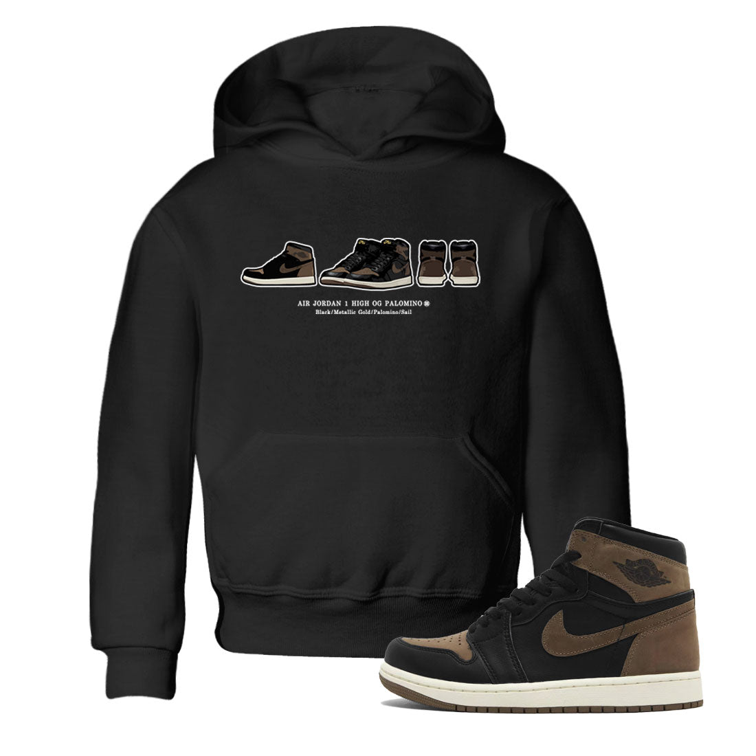 Air Jordan 1 Palomino shirt to match jordans Sneaker Prelude sneaker tees Crew Neck Jordan 1 Retro High OG Palomino SNRT Sneaker Release Tees Baby Toddler Black 1 T-Shirt