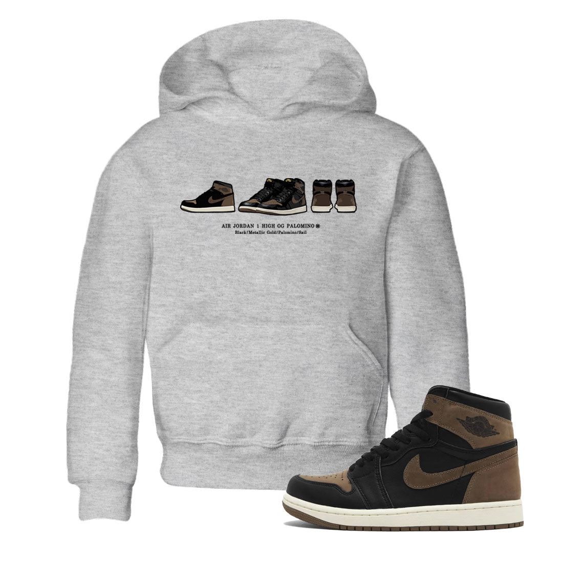 Air Jordan 1 Palomino shirt to match jordans Sneaker Prelude sneaker tees Crew Neck Jordan 1 Retro High OG Palomino SNRT Sneaker Release Tees Baby Toddler Heather Grey 1 T-Shirt