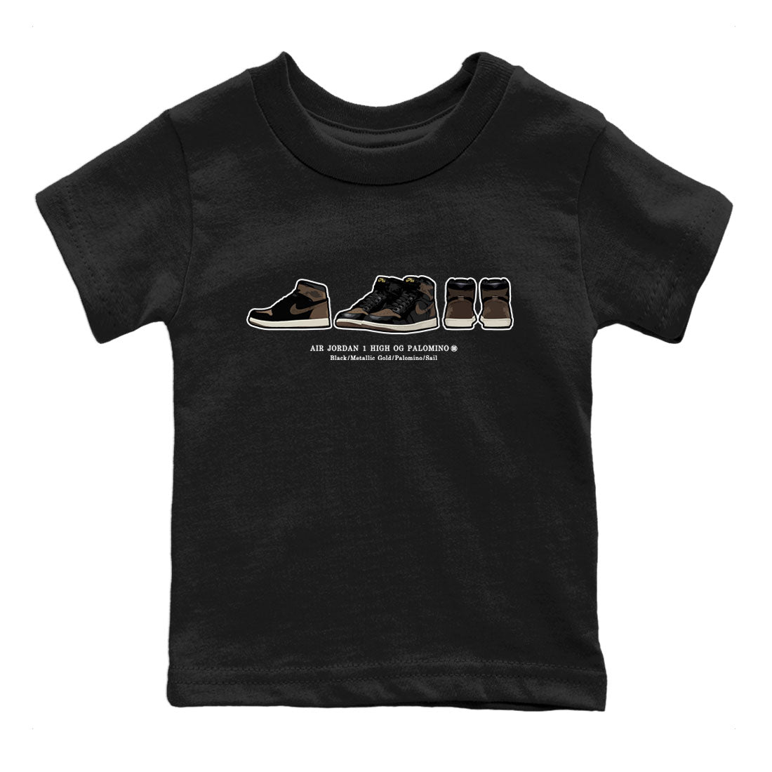 Air Jordan 1 Palomino shirt to match jordans Sneaker Prelude sneaker tees Crew Neck Jordan 1 Retro High OG Palomino SNRT Sneaker Release Tees Baby Toddler Black 2 T-Shirt