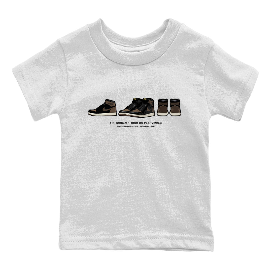 Air Jordan 1 Palomino shirt to match jordans Sneaker Prelude sneaker tees Crew Neck Jordan 1 Retro High OG Palomino SNRT Sneaker Release Tees Baby Toddler White 2 T-Shirt