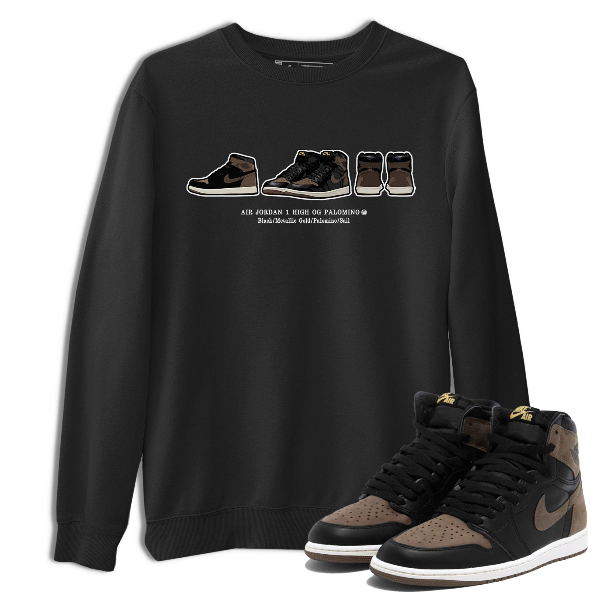 Air Jordan 1 Palomino shirt to match jordans Sneaker Prelude sneaker tees Crew Neck Jordan 1 Retro High OG Palomino SNRT Sneaker Release Tees Unisex Casual Shirts Black 1 T-Shirt