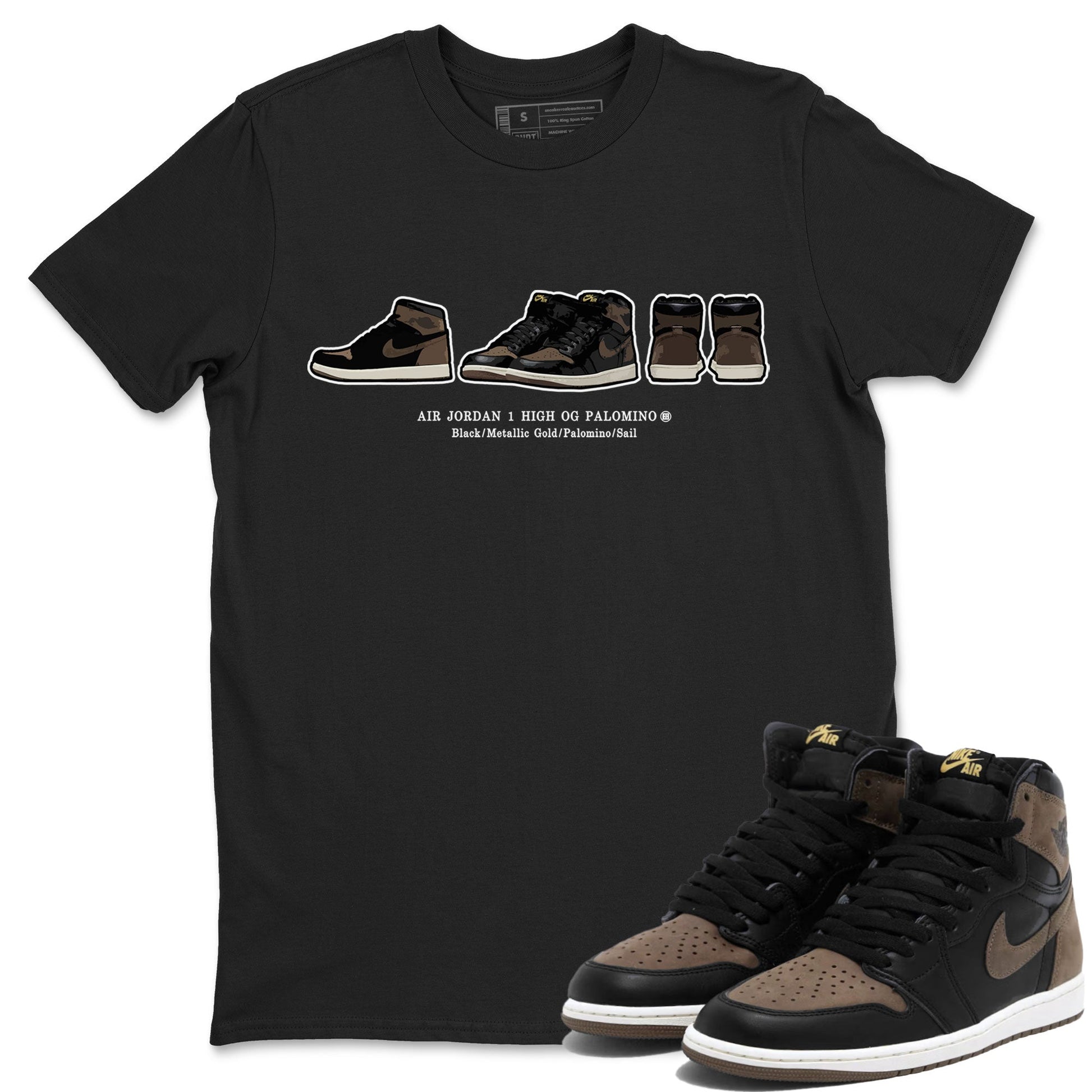 Air Jordan 1 Palomino shirt to match jordans Sneaker Prelude sneaker tees Crew Neck Jordan 1 Retro High OG Palomino SNRT Sneaker Release Tees Unisex Casual Shirts Black 1 T-Shirt