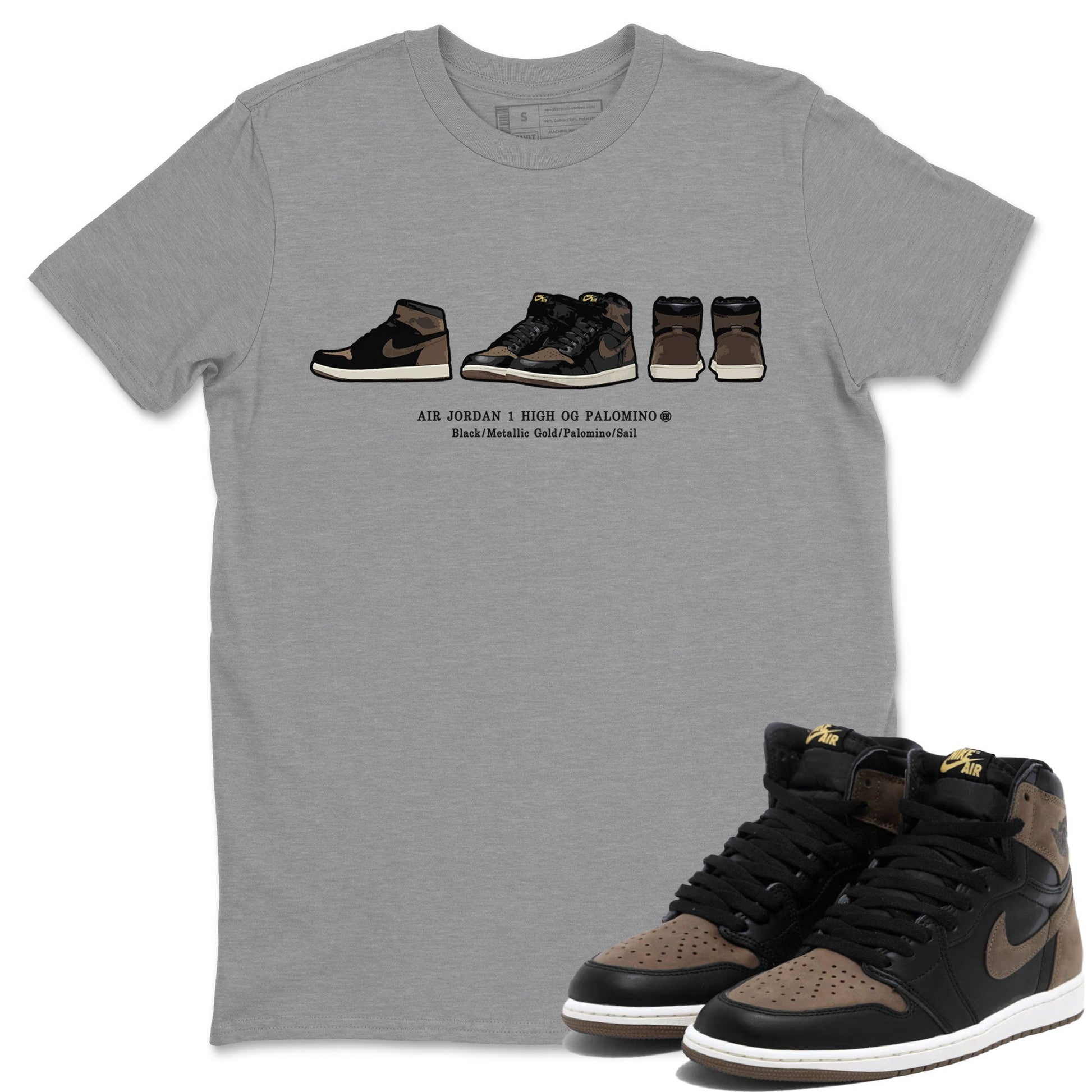 Air Jordan 1 Palomino shirt to match jordans Sneaker Prelude sneaker tees Crew Neck Jordan 1 Retro High OG Palomino SNRT Sneaker Release Tees Unisex Casual Shirts Heather Grey 1 T-Shirt