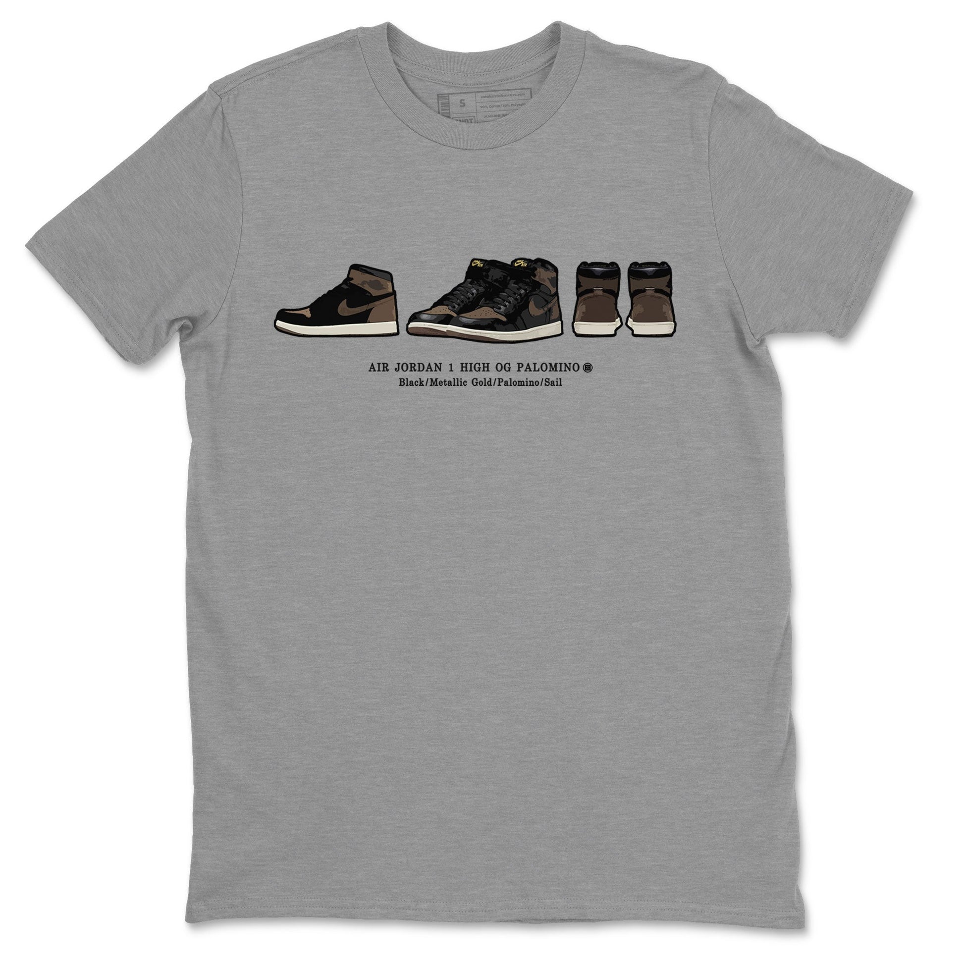 Air Jordan 1 Palomino shirt to match jordans Sneaker Prelude sneaker tees Crew Neck Jordan 1 Retro High OG Palomino SNRT Sneaker Release Tees Unisex Casual Shirts Heather Grey 2 T-Shirt