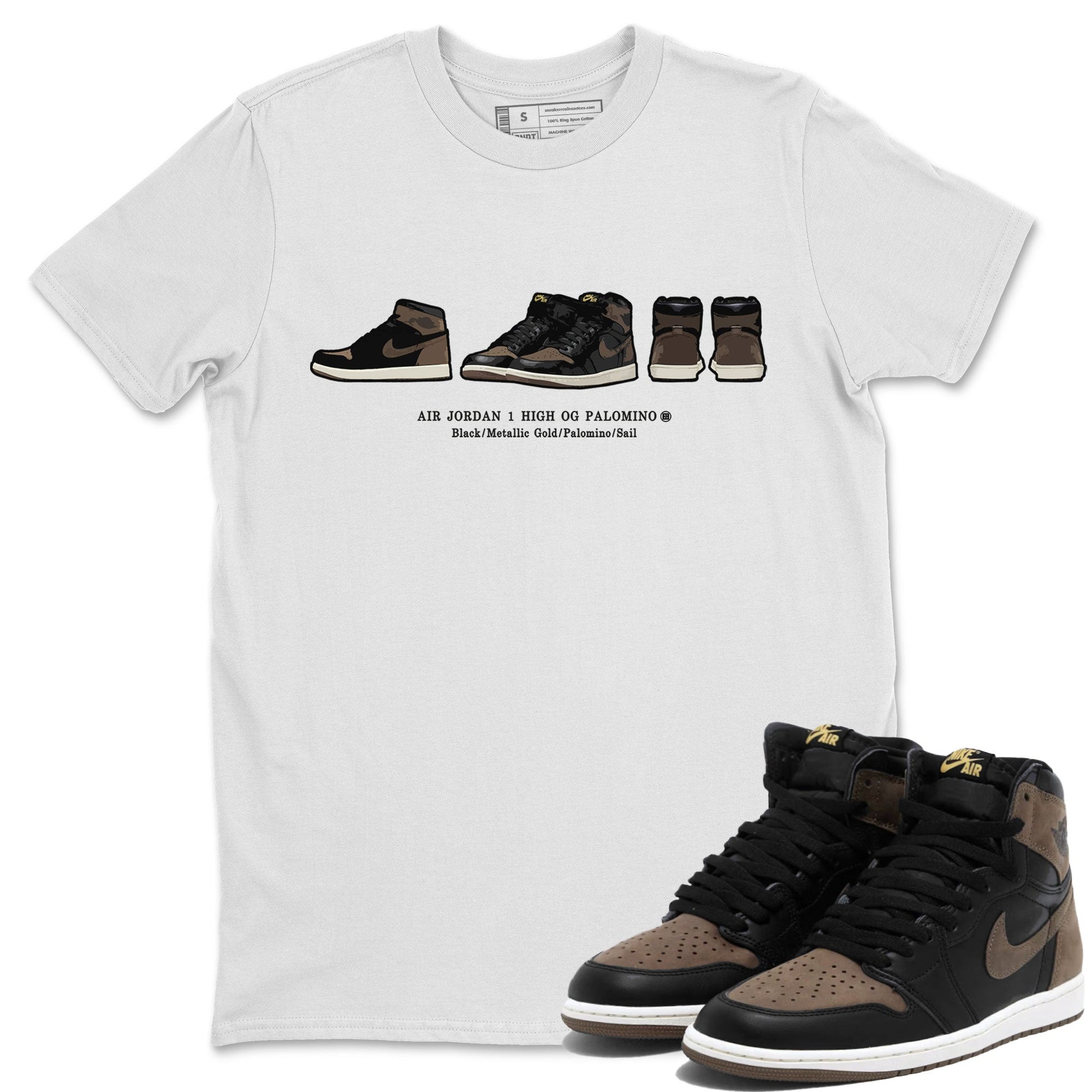 Air Jordan 1 Palomino shirt to match jordans Sneaker Prelude sneaker tees Crew Neck Jordan 1 Retro High OG Palomino SNRT Sneaker Release Tees Unisex Casual Shirts White 1 T-Shirt