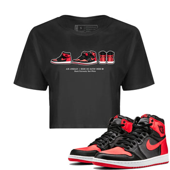 Air Jordan 1 Satin Bred Sneaker Match Tees Sneaker Prelude Sneaker Tees Air Jordan 1 Satin Bred SNRT Sneaker Release Tees Women's Shirts Black 1