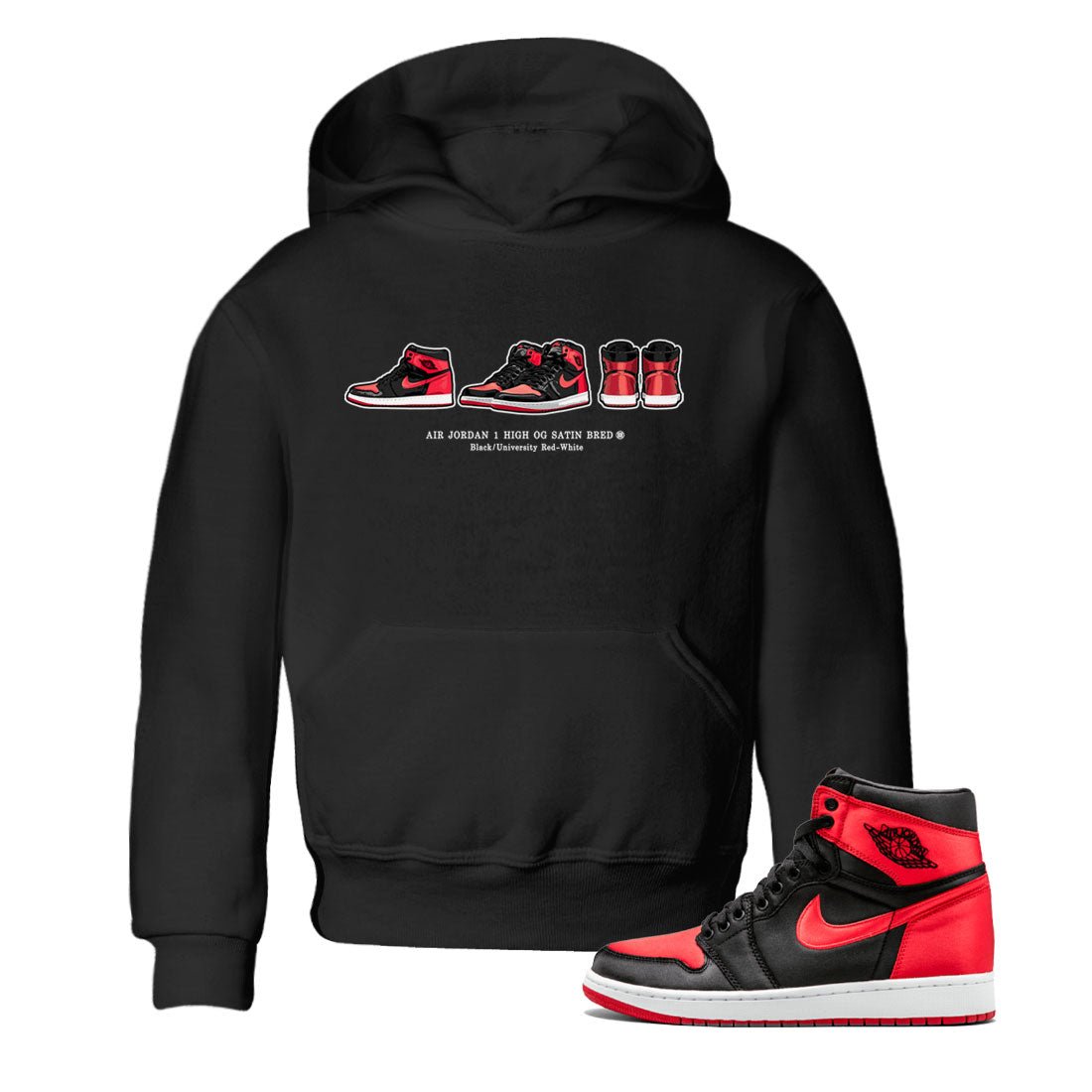 Air Jordan 1 Satin Bred Sneaker Match Tees Sneaker Prelude Sneaker Tees Air Jordan 1 Satin Bred SNRT Sneaker Release Tees Kids, Youth, Baby Clothing Black 1