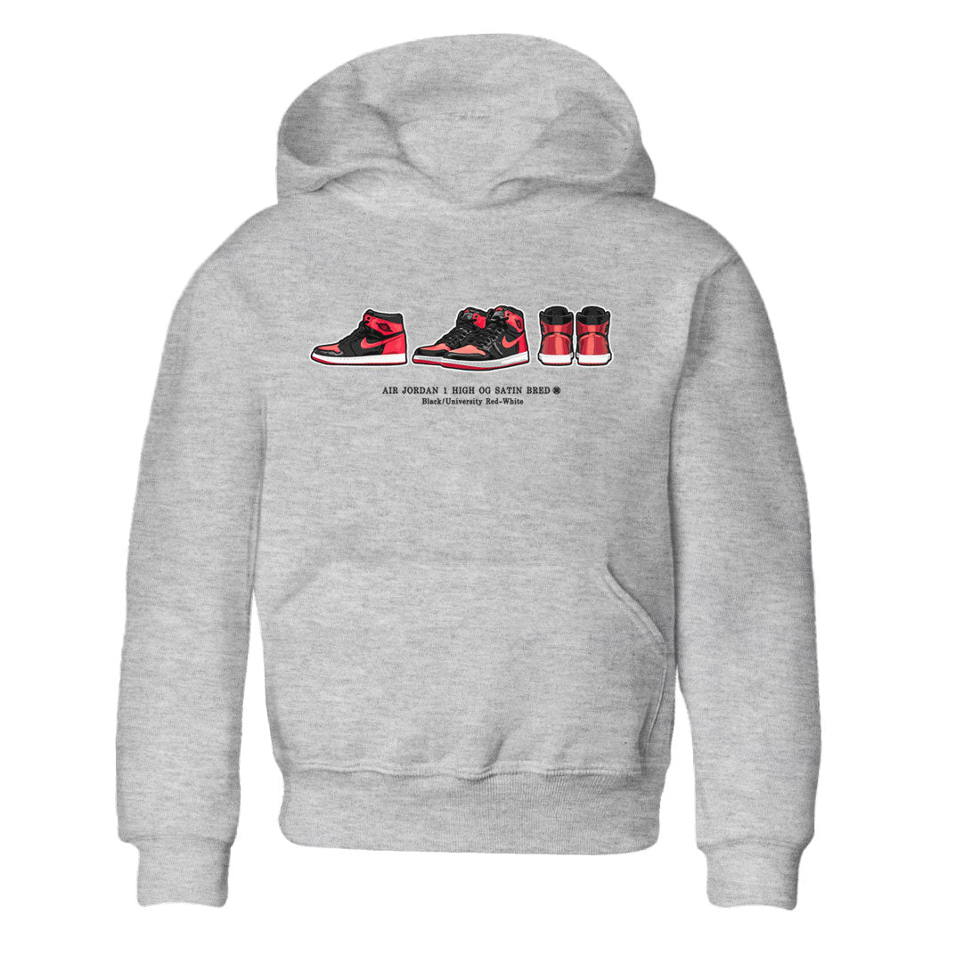 Air Jordan 1 Satin Bred Sneaker Match Tees Sneaker Prelude Sneaker Tees Air Jordan 1 Satin Bred SNRT Sneaker Release Tees Kids, Youth, Baby Clothing Heather Grey 2