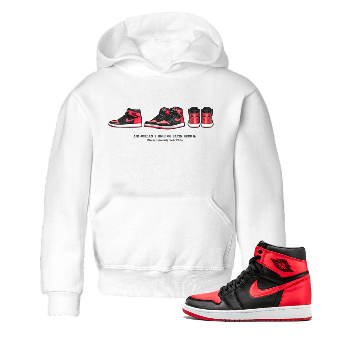 Air Jordan 1 Satin Bred Sneaker Match Tees Sneaker Prelude Sneaker Tees Air Jordan 1 Satin Bred SNRT Sneaker Release Tees Kids, Youth, Baby Clothing White 1