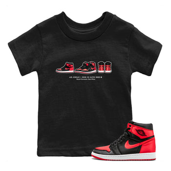 Air Jordan 1 Satin Bred Sneaker Match Tees Sneaker Prelude Sneaker Tees Air Jordan 1 Satin Bred SNRT Sneaker Release Tees Kids, Youth, Baby Clothing Black 1