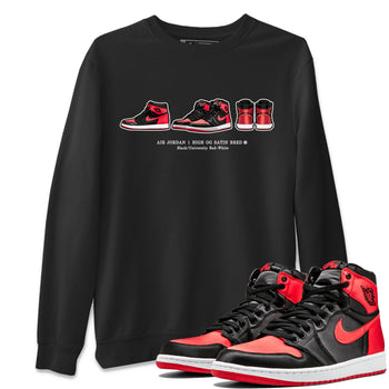 Air Jordan 1 Satin Bred Sneaker Match Tees Sneaker Prelude Sneaker Tees Air Jordan 1 Satin Bred SNRT Sneaker Release Tees Short Sleeve T-Shirt Black 1