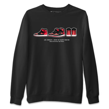 Air Jordan 1 Satin Bred Sneaker Match Tees Sneaker Prelude Sneaker Tees Air Jordan 1 Satin Bred SNRT Sneaker Release Tees Short Sleeve T-Shirt Black 2