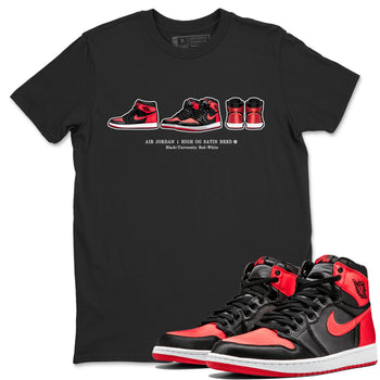 Air Jordan 1 Satin Bred Sneaker Match Tees Sneaker Prelude Sneaker Tees Air Jordan 1 Satin Bred SNRT Sneaker Release Tees Short Sleeve T-Shirt Black 1