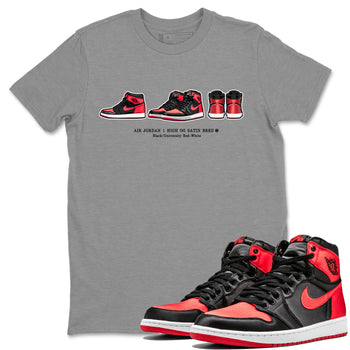 Air Jordan 1 Satin Bred Sneaker Match Tees Sneaker Prelude Sneaker Tees Air Jordan 1 Satin Bred SNRT Sneaker Release Tees Short Sleeve T-Shirt Heather Grey 1