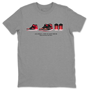 Air Jordan 1 Satin Bred Sneaker Match Tees Sneaker Prelude Sneaker Tees Air Jordan 1 Satin Bred SNRT Sneaker Release Tees Short Sleeve T-Shirt Heather Grey 2