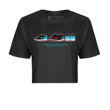 Air Jordan 1 UNC to Chicago Sneaker Match Tees Sneaker Prelude Sneaker Tees Jordan 1 Low OG WMNS UNC to Chicago SNRT Sneaker Release Tees Women's Shirts Black 2