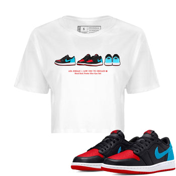 Air Jordan 1 UNC to Chicago Sneaker Match Tees Sneaker Prelude Sneaker Tees Jordan 1 Low OG WMNS UNC to Chicago SNRT Sneaker Release Tees Women's Shirts White 1