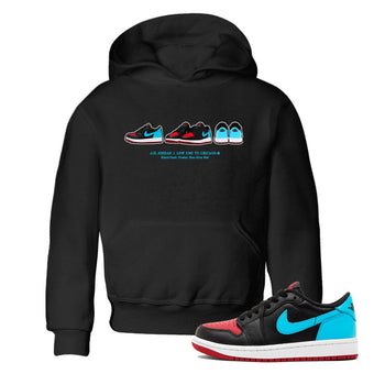 Air Jordan 1 UNC to Chicago Sneaker Match Tees Sneaker Prelude Sneaker Tees Jordan 1 Low OG WMNS UNC to Chicago SNRT Sneaker Release Tees Kids and Baby Youth Shirts Black 1