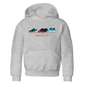 Air Jordan 1 UNC to Chicago Sneaker Match Tees Sneaker Prelude Sneaker Tees Jordan 1 Low OG WMNS UNC to Chicago SNRT Sneaker Release Tees Kids and Baby Youth Shirts Heather Grey 2