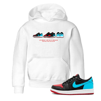 Air Jordan 1 UNC to Chicago Sneaker Match Tees Sneaker Prelude Sneaker Tees Jordan 1 Low OG WMNS UNC to Chicago SNRT Sneaker Release Tees Kids and Baby Youth Shirts White 1