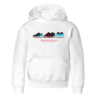 Air Jordan 1 UNC to Chicago Sneaker Match Tees Sneaker Prelude Sneaker Tees Jordan 1 Low OG WMNS UNC to Chicago SNRT Sneaker Release Tees Kids and Baby Youth Shirts White 2