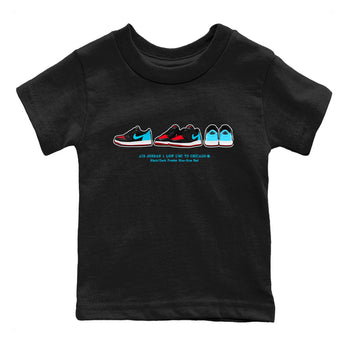 Air Jordan 1 UNC to Chicago Sneaker Match Tees Sneaker Prelude Sneaker Tees Jordan 1 Low OG WMNS UNC to Chicago SNRT Sneaker Release Tees Kids and Baby Youth Shirts Black 2
