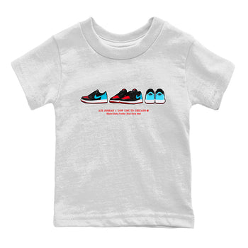Air Jordan 1 UNC to Chicago Sneaker Match Tees Sneaker Prelude Sneaker Tees Jordan 1 Low OG WMNS UNC to Chicago SNRT Sneaker Release Tees Kids and Baby Youth Shirts White 2