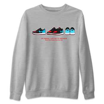 Air Jordan 1 UNC to Chicago Sneaker Match Tees Sneaker Prelude Sneaker Tees Jordan 1 Low OG WMNS UNC to Chicago SNRT Sneaker Release Tees Unisex Shirts Heather Grey 2
