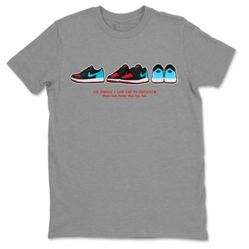 Air Jordan 1 UNC to Chicago Sneaker Match Tees Sneaker Prelude Sneaker Tees Jordan 1 Low OG WMNS UNC to Chicago SNRT Sneaker Release Tees Unisex Shirts Heather Grey 1