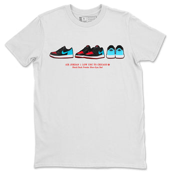 Air Jordan 1 UNC to Chicago Sneaker Match Tees Sneaker Prelude Sneaker Tees Jordan 1 Low OG WMNS UNC to Chicago SNRT Sneaker Release Tees Unisex Shirts White 2